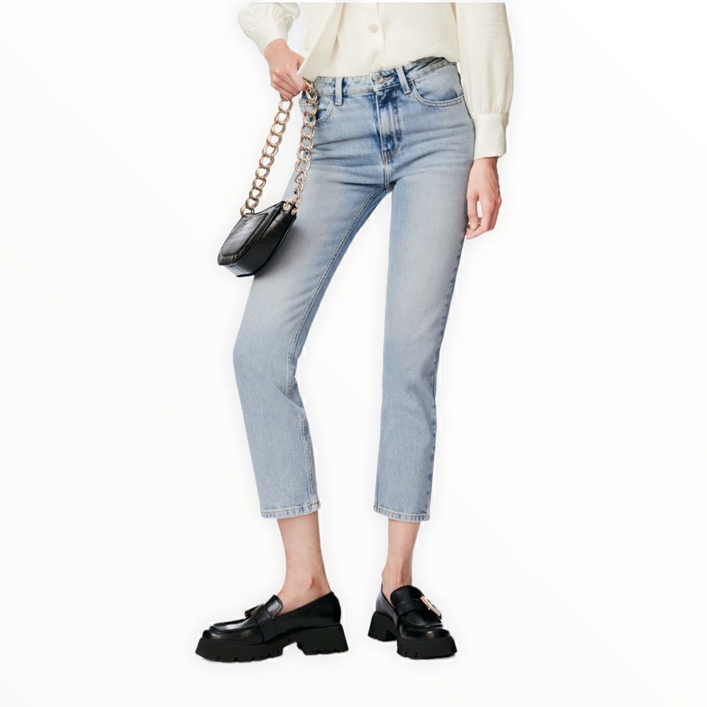 ZARA Z1975 Light Blue High Rise Slim Fit Jeans NWT Size 0 - Picture 7 of 11